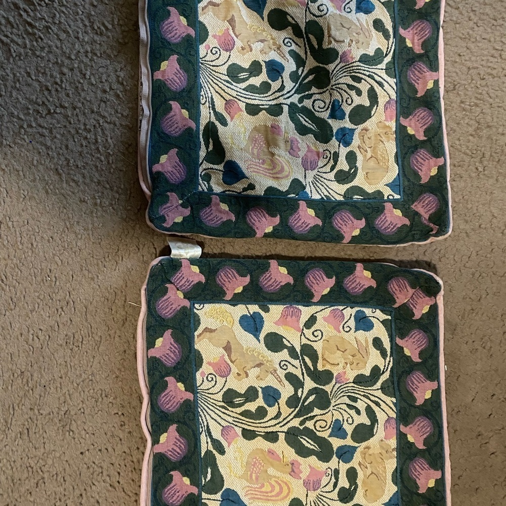 Vintage Decor France 2 Floral Rabbit Unicorn Embroidered Tapestry Pillow Shams - Picture 8 of 16